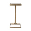 GLASS TOP SQUARE CIGAR TABLE IN ANTIQUE BRASS