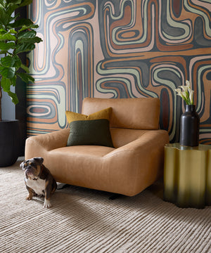 PAGET GLIDER LOUNGE CHAIR - CAMEL LEATHER