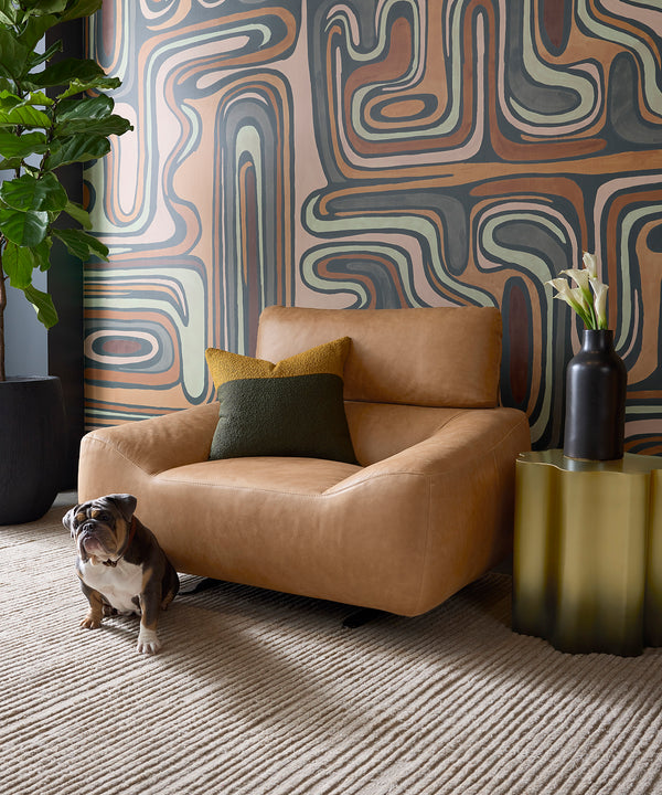 PAGET GLIDER LOUNGE CHAIR - CAMEL LEATHER