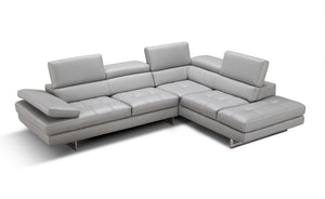 Eliza Italian Leather Sectional Light Grey In Right Hand Facing