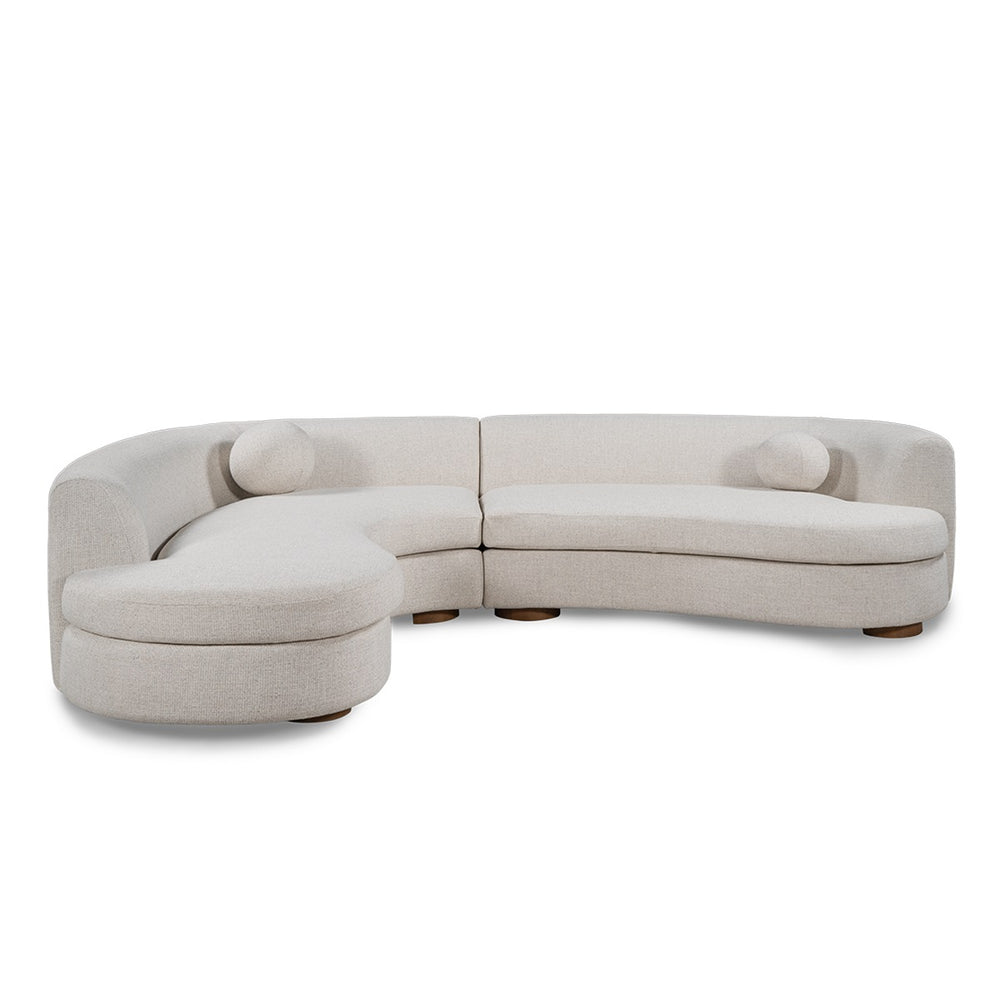 Concord Upholstered Sectional with Curved Silhouette - Ivory