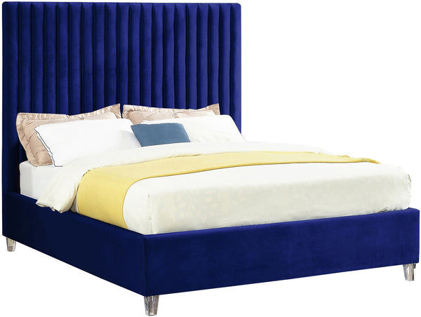 Fredrick Queen Bed In Navy Velvet
