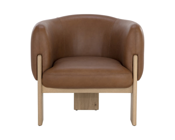 TRINE LOUNGE CHAIR - RUSTIC OAK - VINTAGE CAMEL LEATHER