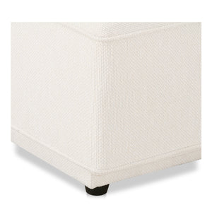 Rosello Ottoman in White with Textured Fabric