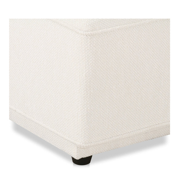 Rosello Ottoman in White with Textured Fabric