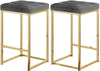 Pearl Stool In Grey Velvet and Gold