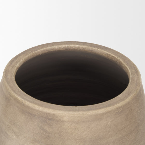 Tully Textured Matte Brown w/ Matte Black Ceramic Floor Vase