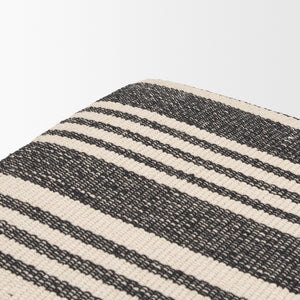Shae Black Wood w/ Black and Cream Upholstered Bench
