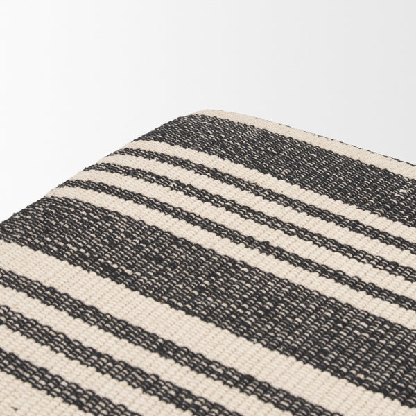 Shae Black Wood w/ Black and Cream Upholstered Bench
