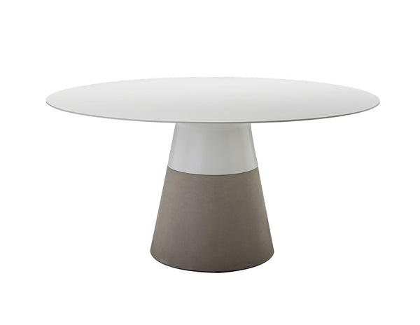 Maldives Dining table 63" with white solid surface and concrete base