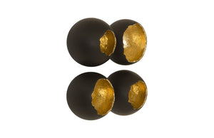 Broken Egg Wall Art, Black and Gold Leaf, Set of 4