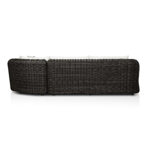Messina Outdoor 3-Piece Sectional In Natural Teak-FSC-Venao Ivory-Chunky Charcoal Woven