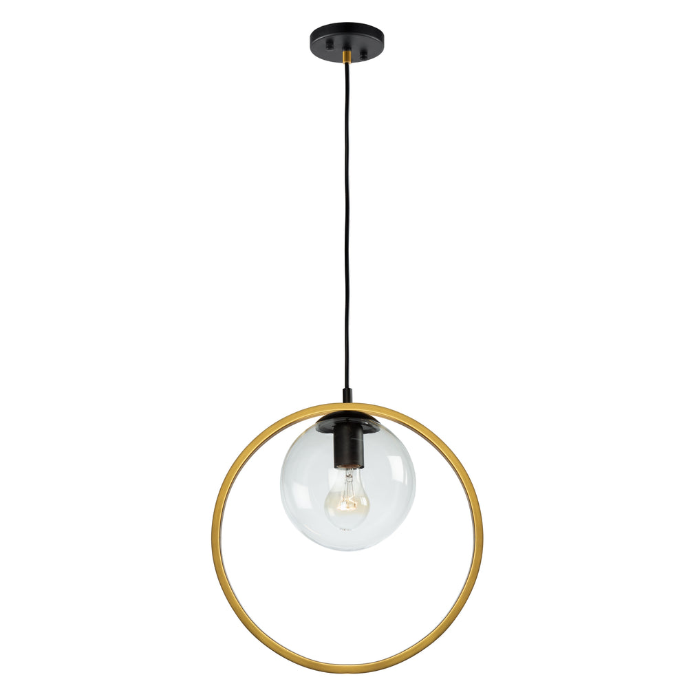 Lugano 1 Light Cord Pendant in Black & Vintage Brass