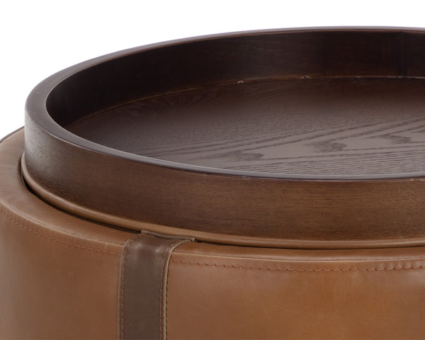 BORELLI STORAGE OTTOMAN - TOBACCO TAN / AUTUMN CHESTNUT