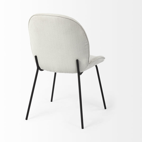 Inala White Fabric Seat Black Metal Frame Dining Chair