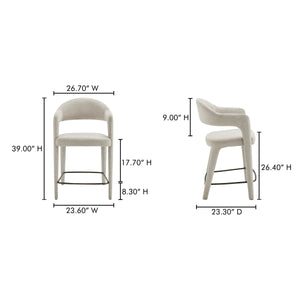 Martens Beige Counter Stool with Armrests