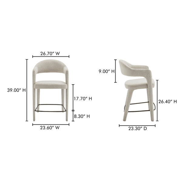 Martens Beige Counter Stool with Armrests