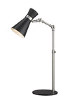 Soriano 1 Light Mid-Century Table Lamp in Matte Black + Brushed Nickel Finish