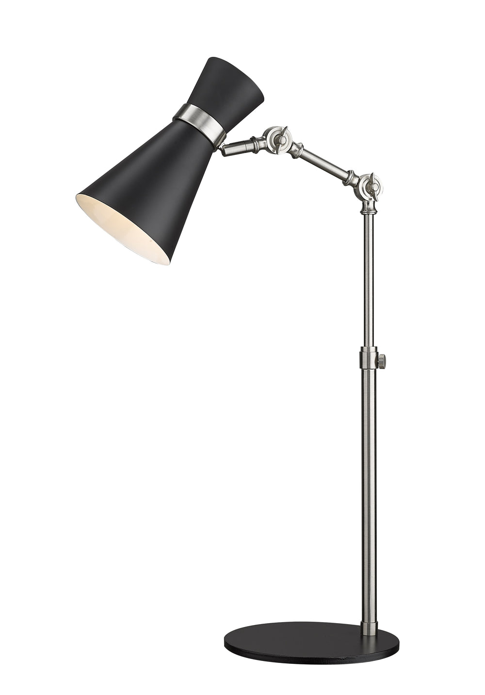 Soriano 1 Light Mid-Century Table Lamp in Matte Black + Brushed Nickel Finish
