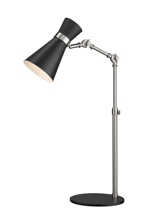 Soriano 1 Light Mid-Century Table Lamp in Matte Black + Brushed Nickel Finish