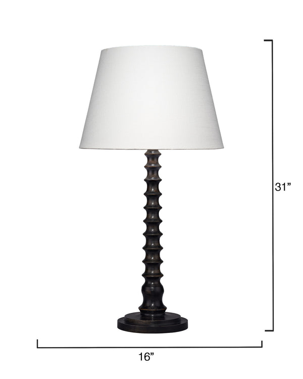 Revolution Wood Table Lamp with Linen Shade, Black