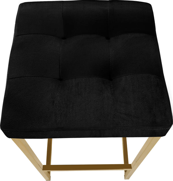 Pearl Stool In Black Velvet and Gold