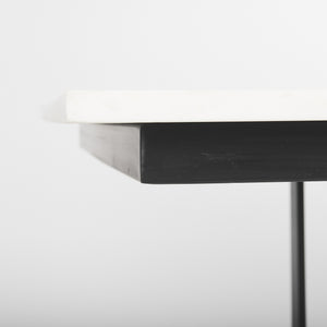 Tanner I 71L x 35W Rectangular White Marble W/ Metal Base Dining Table