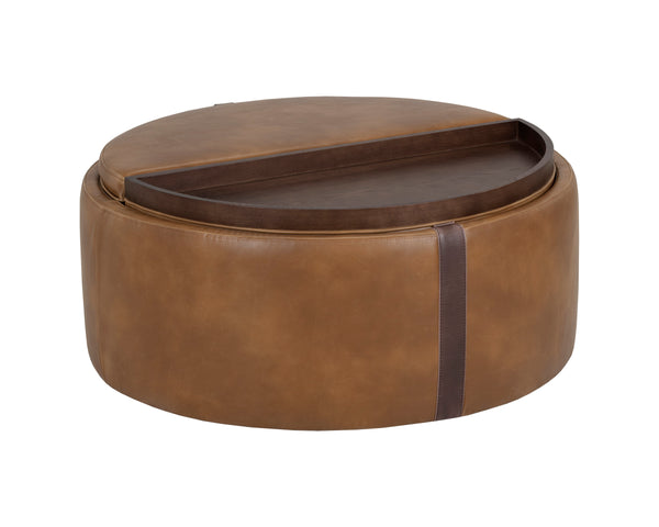 BORELLI WHEELED STORAGE OTTOMAN - TOBACCO TAN / AUTUMN CHESTNUT
