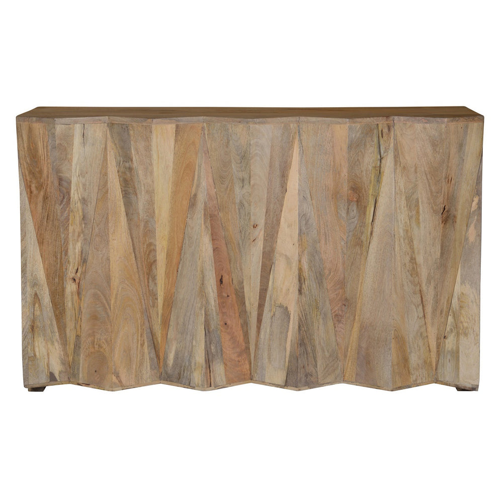 Prism Solid Wood Bar Cabinet with Angled Design - Natural Mango