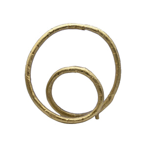 ROUNDED METAL LOOP SCULTPTURE IN TEXTURED BRASS