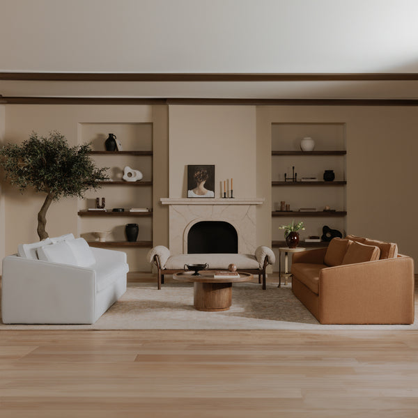 Phoebe Ivory Sofa with Tapered Arms & Feather Seat