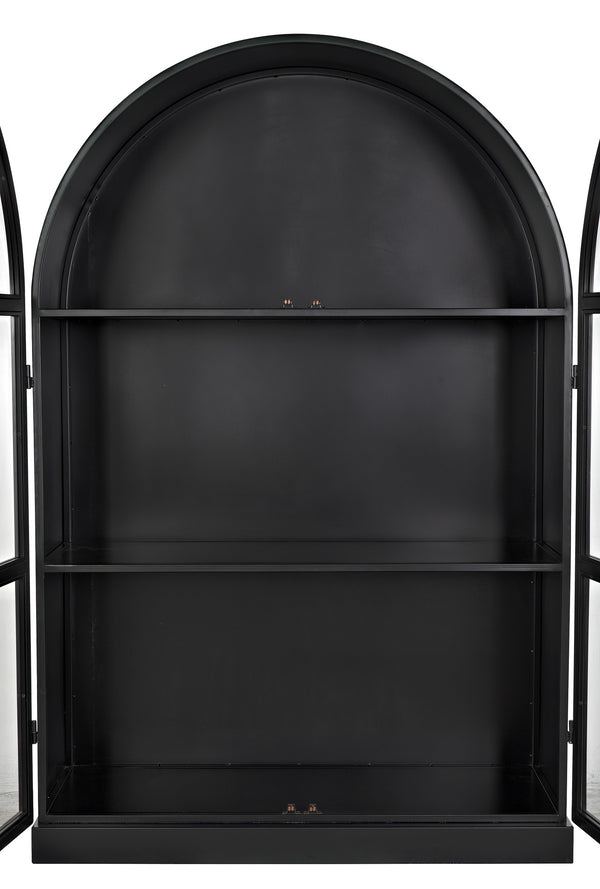 Yoke Hutch Industrial Steel and Glass Matte Black Cabinet