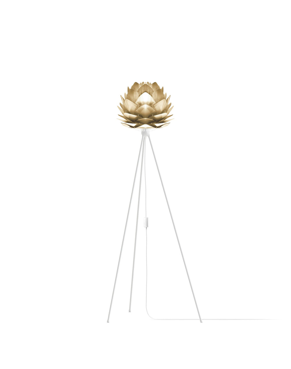 Silvia 53" Tripod Floor Lamp in Brass Foil Finish and White Base