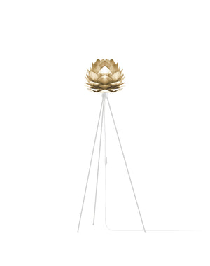 Silvia 53" Tripod Floor Lamp in Brass Foil Finish and White Base