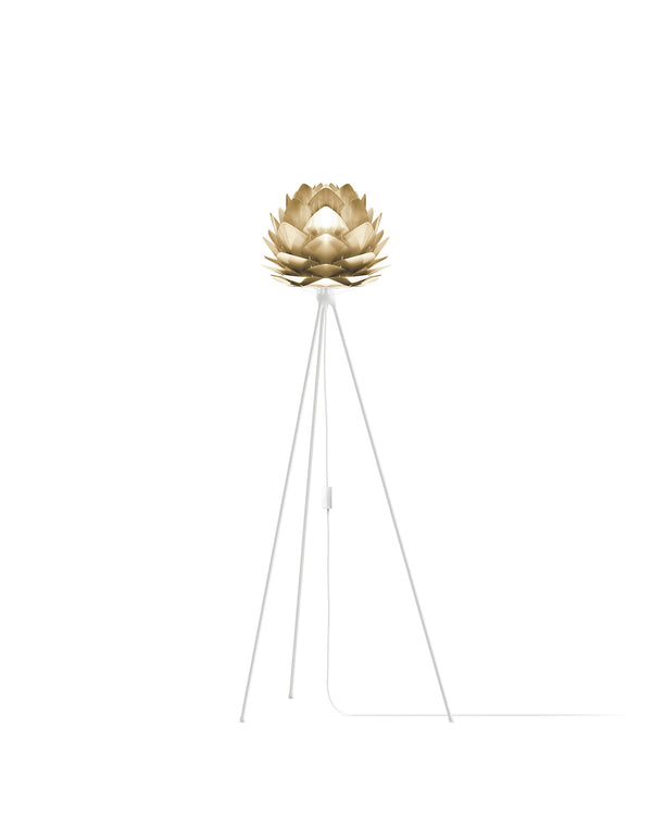 Silvia 53" Tripod Floor Lamp in Brass Foil Finish and White Base