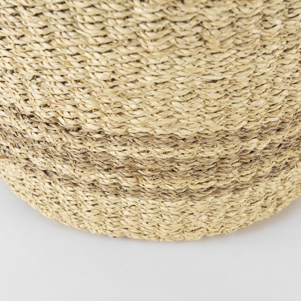 Vance 17.7L x 17.7W x 11.8H Light Brown Palm Leaf and Seagrass Round Basket W/ Handles