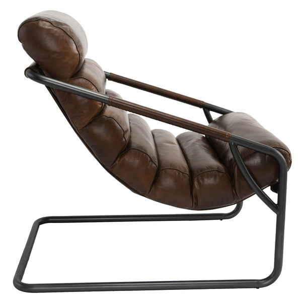 Jackson Leather Accent Chair with Metal Frame - Truffle Brown