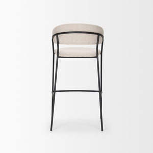 Carolyn Bar Stool w/ Oatmeal Fabric & Matte Black Metal
