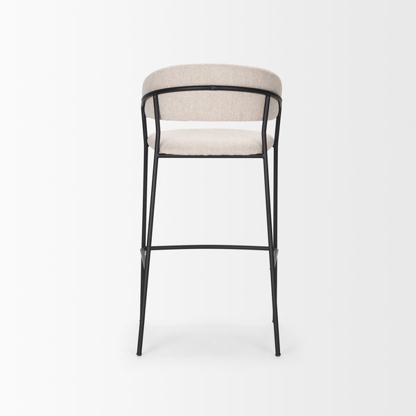 Carolyn Bar Stool w/ Oatmeal Fabric & Matte Black Metal