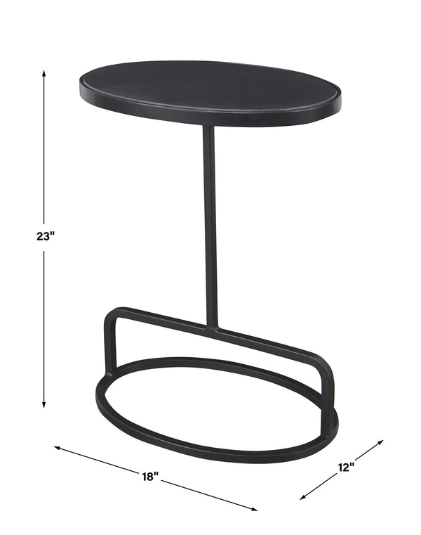 Jessenia Black Marble Accent Table