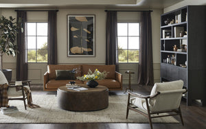 Melle Sofa In Lipari Camel And Ebony Steel