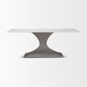 Maxton 79.0L x 39.0W x 30.0H Marble Top w/ Gunmetal Base Dining Table