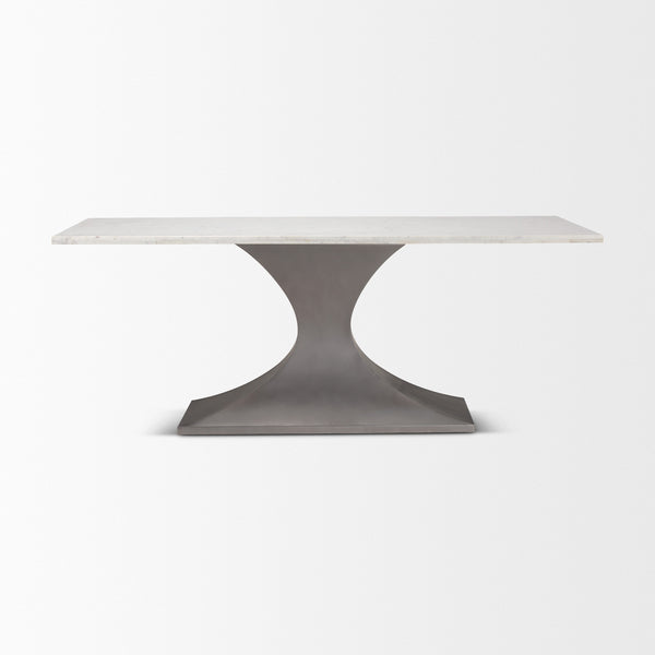 Maxton 79.0L x 39.0W x 30.0H Marble Top w/ Gunmetal Base Dining Table