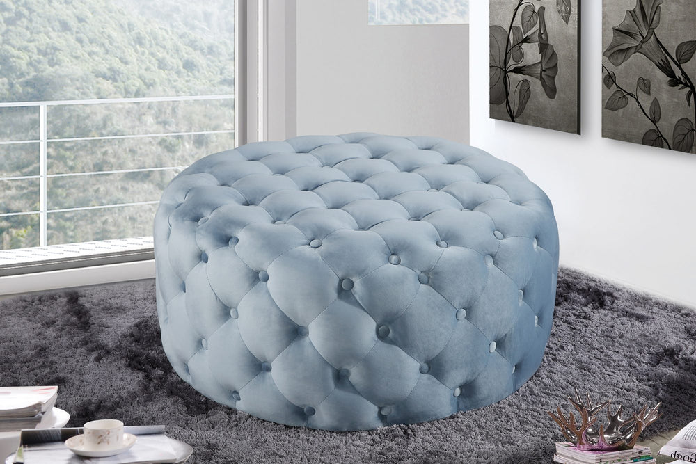 Percy Ottoman/Bench In Sky Blue Velvet