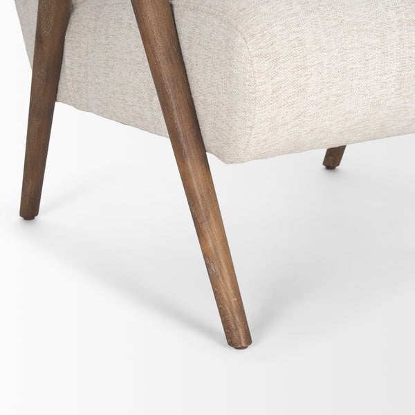Nico Oatmeal Upholstered w/ Brown Wood Accent Chair