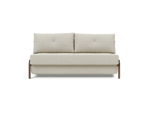 CUBED QUEEN SOFA BED in MIXED DANCE NATURAL FABRIC WITH Dark Wood LEGS 527