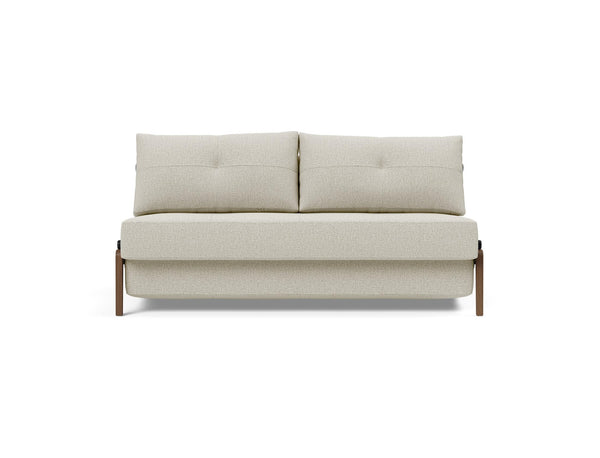 CUBED QUEEN SOFA BED in MIXED DANCE NATURAL FABRIC WITH Dark Wood LEGS 527