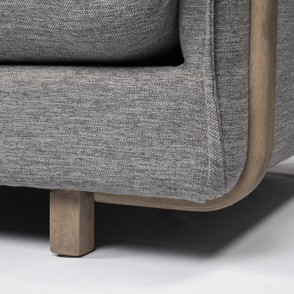 Roy II Castlerock Gray Upholstered and Brown Wood Frame Arm Chair
