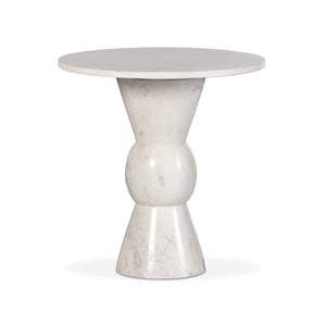Fox End Table In Polished White Marble