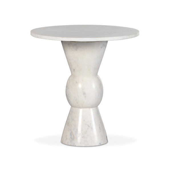 Fox End Table In Polished White Marble